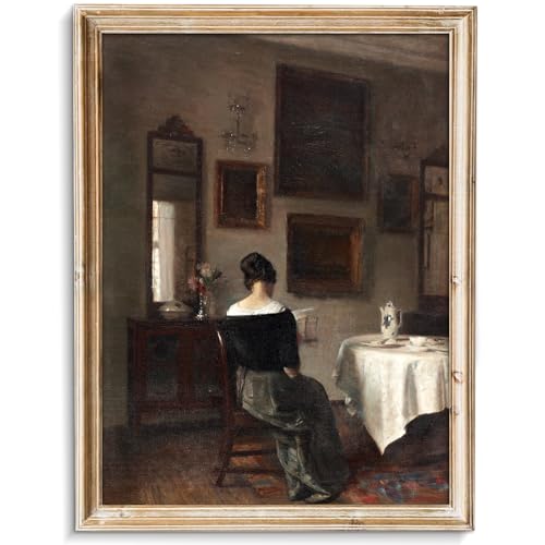 uniro Canvas Wall Art, Vintage Woman Portrait Print Rustic Farmhouse