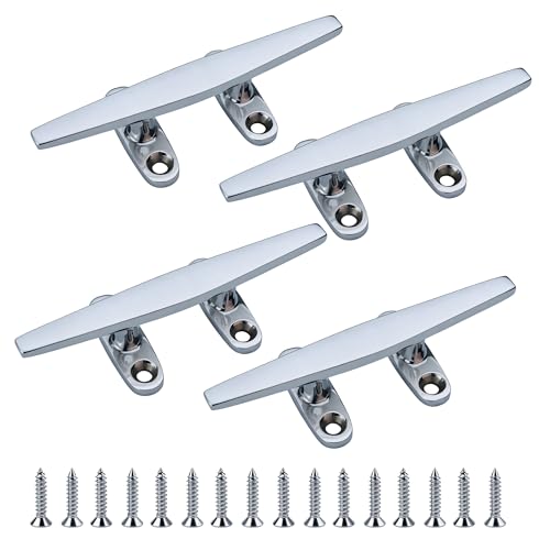 YANYUCB Boat Cleats,Open Base Dock Cleats,316 Stainless Steel Boat Dock Cleat,Marine Dock Cleat Rope Cleat Boat Cleat with Fasteners for Boat,Dock,Decor,Yacht(4 inch 4 Pack)