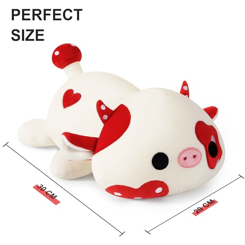 shownicer Plüschtier Pilz Kuh Kuscheltier Stofftier Kawaii Kuh Plüsch Kissen Spielzeug Milchkuh Pilz Plüsch Wurfkissen Geschenk für Kinder… – Ansicht 7