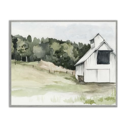'Quiet Countryside Farmhouse Cottage Green'| Framed Giclee Art