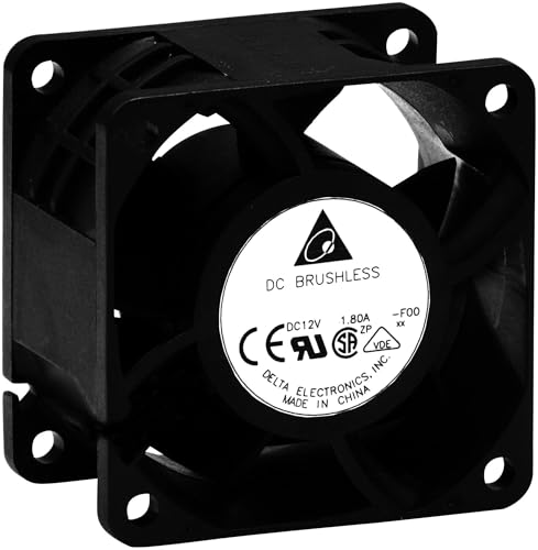 Delta Electronics AFB1212SHE 120x120x38mm Cooling Fan, 151.85 CFM, 58 dBA, 3700 RPM, 1.06 AMP, PWM 4-pin connector