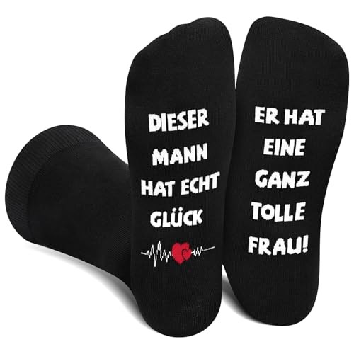 Lustige Valentinstag Socken Herren Ehemann Freund Partner - Bunte Witzige Hochzeitstag Geschenke für Männer Mann - Motiv Coole Verrückte Socken Happy Funny Socks - Valentinstagsgeschenk für Ihn