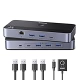 UGREEN USB Switch 2 PC mit Gigabit Ethernet Port RJ45 USB 3.0 Switch 2 In 4 Out mit Fernbedienung, Plug & Play, USB Umscahlter für Maus und Tastatur, kompatibel mit Windows/Mac/Linux usw.