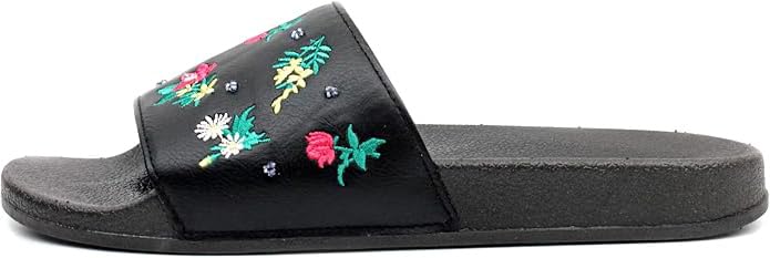 Luckers Girls Tropical Flowers Slide Sandals (Twilight black, numeric_7)