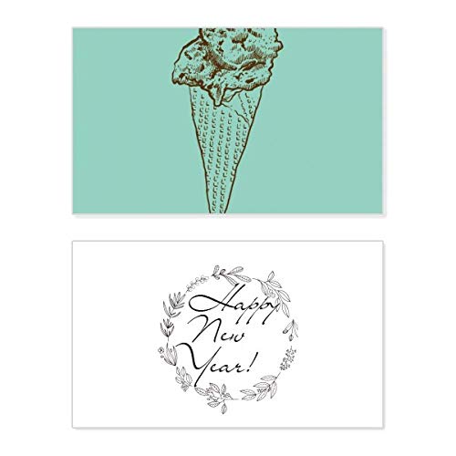 Tarjeta de Año Nuevo con boceto de helado de chocolate para un emotivo mensaje de bendición