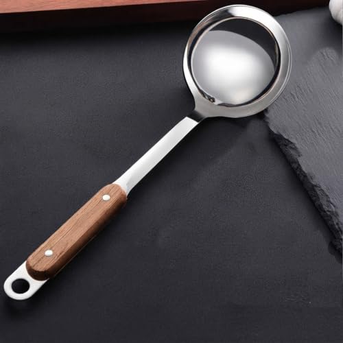 Image of Stainless Steel Slotted Turner Spatula, Professional Food Turner Flipper with Heat Resistant Wooden Handle (A-Ladle+PlainSpatula+SlottedSpatula+Skimmer)