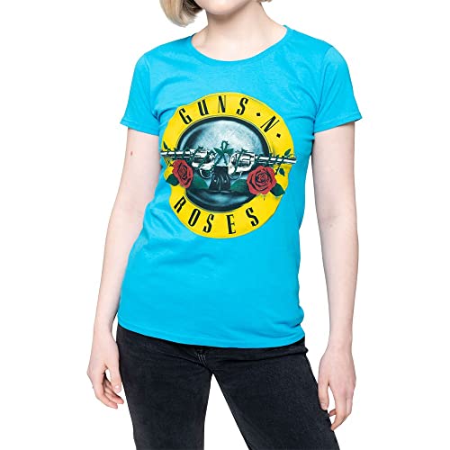 Guns N' Roses Women's Classic Bullet Logo T-shirt Sky Blue