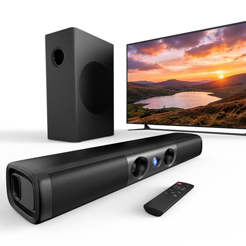 Image of 100W Sound Bar with Wired Subwoofer, Deep Bass & Crystal Dialogue