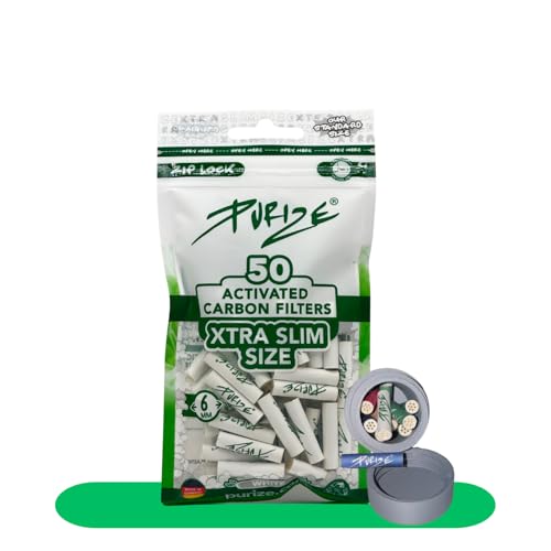 Puraflora Traveldose x Aktivkohlefilter 6mm 50Stück Xtra Slim Size Aktivkohlefilter x aktivkohlefilter slim (Weiß)