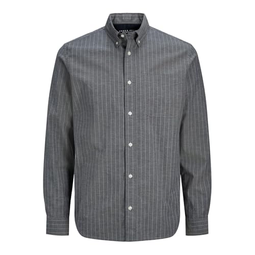 JACK & JONES Mens Brook Long Sleeve Oxford Shirt Dark Navy M