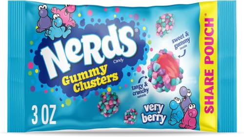 NERDS Gummy Clusters Candy, Very Berry, Crunchy and Gummy, 3 oz (Pack of 5)