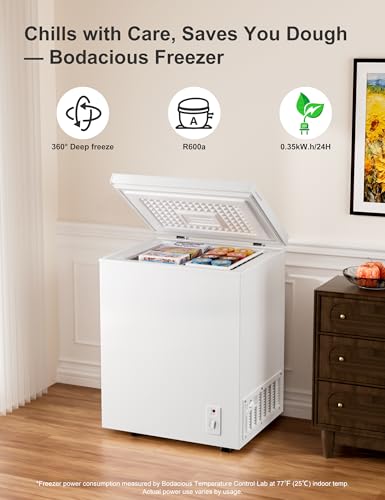 Image of 2.5 Cu.Ft Deep Freezer with Removable Basket - Small Quiet Chest Freezer w /6 Temp and Energy Efficient - Manual Defrost, Space Saving Design for Dorm, Office, Apartment, Bar, White