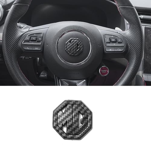 Car Badges for MG ZS EV | 2019-2021,Replace Emblem Logo Sticker Car Emblem Badge 3D Decoration Sticker for Steering Wheel/Bonnet Front and Rear and Trunk Logo,Carbon fiber/steering wheel
