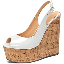 YODEKS Womens Platform Sandals Wedge Heel Peep Toe High Heeled Pumps Platform Wooden Heel Summer Wedge Heels Shoes