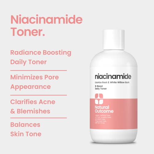 Natural Outcome Niacinamide Toner For Face | Radiance Boosting Toner - With Salicylic Acid & Aloe Vera | Advance Toning Solution Rejuvenates Skin & Minimizes Pore Appearance | Fragrance Free | 8 Oz #TOP1