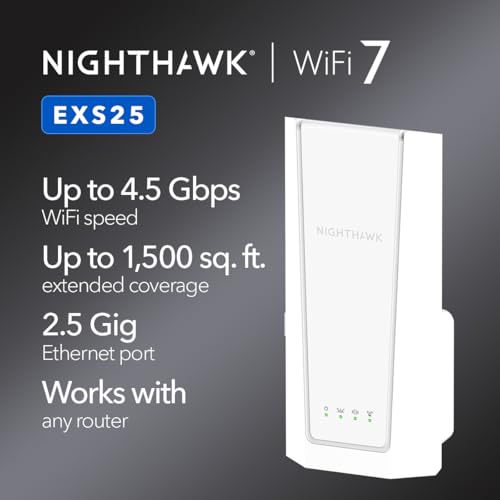 Image of NETGEAR WiFi 7 Range Extender (EXS25) - BE4500 Dual-Band Wireless Signal Booster & Repeater (up to 5 Gbps Speed) - Add up to 1,500 sq. ft., 45 Devices - WPA3 Security, Smart Roaming (Pack of 6)