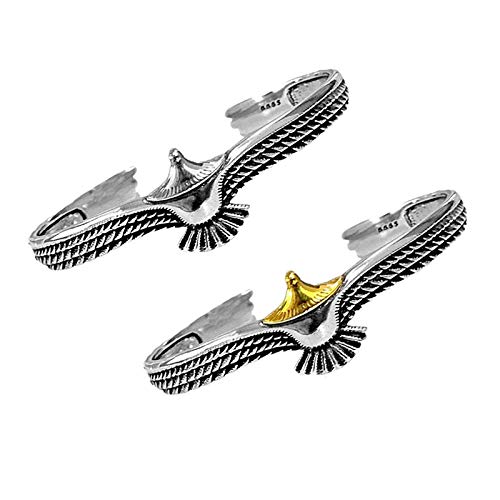 Eagle Cuff Bracelet, Vintage Eagle Bracelet Open Bangle Cuff Indian Eagle Shaped Bracelet (Silver+Gold)