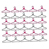 CVUTOVO 60個ミニドールハウス用衣服ハンガー ピンク シルバー おもちゃ 収納 アクセサリー 着せ替え人形用クローゼット整理 保護用ハンガー