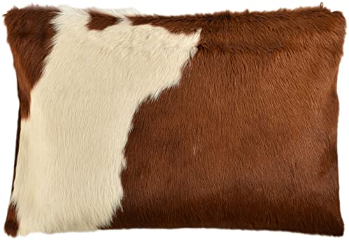 generisch KUHFELL Kissenbezug BRAUN Weiss 40 x 60 cm DEKO Kissen AUS ECHTEM...