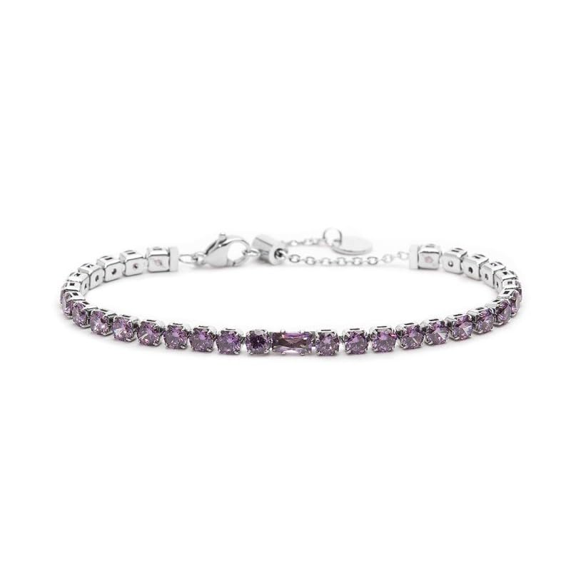 Bracelet Tennis violet NADIR Maralù le cadeau idéal en acier étincelant pour femme