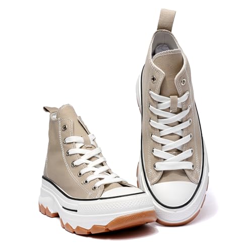 Nexsus Plus Ladies Women Chunky Sole Lace Up High Top Casual (Mocha, UK Footwear Size System, Adult, Women, Numeric, Medium, 4)