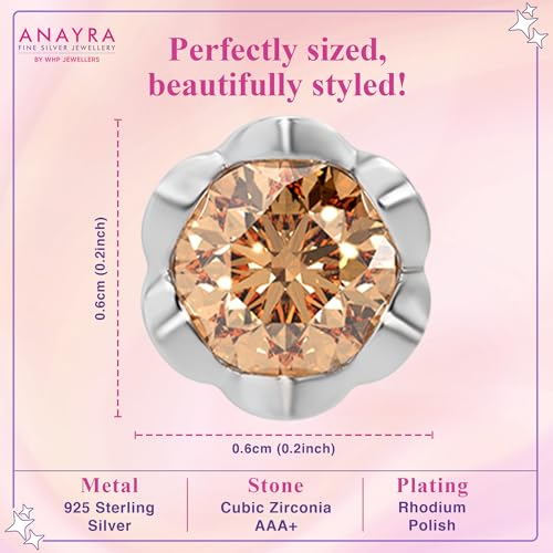 Image of 925 Sterling Silver Stud Earrings for Women | Cubic Zirconia Solitaire Ear Studs | Lightweight Hypoallergenic Anti-Tarnish Daily Wear Jewellery | Gift for Girls, Wife, Girlfriend, Mother, Sister | Birthday, Anniversary, Rakhi