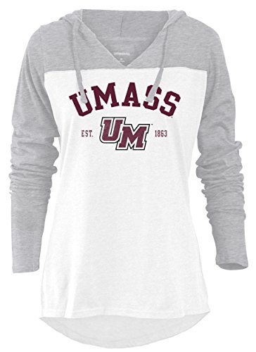NCAA Massachusetts Minutemen Women's Color Block Long Sleeve Hoodie, Small, Athletic Heather