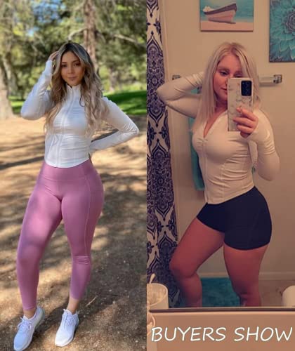 Gnveub Women’s Sports Running Jacket Slim Fit Stretchy Full Zip Athletic Workout Lightweight Jacket With Thumb Holes(White,L) #TOP5