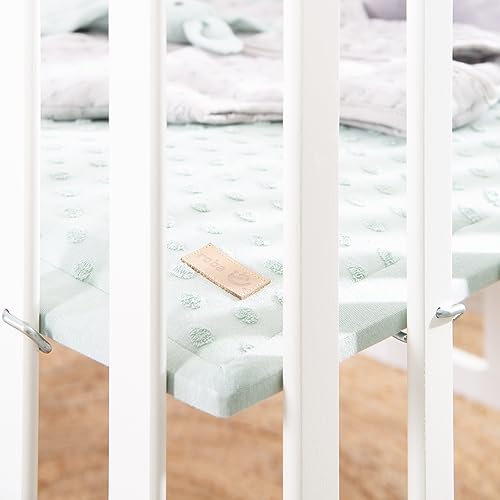 roba Laufgitter 'Lil Planet frosty green', 75x100 cm, Spielgitter inkl. Schutzeinlage und Holz weiß