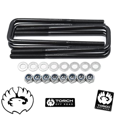 Torch 13.5\" Square Extended U Bolts Extra Long 2.5\" Wide 9/16\" Ubolt w Hardware