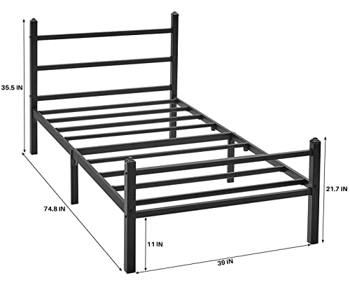 Greenforest Twin Size Bed Frame With Headboard Easy Assemble Metal Platform Bed Base With Heavy Duty Support For Boys Girls Single Person Mattress Foundation No Box Spring Needed #TOP1