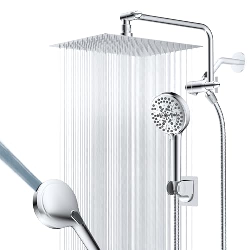 Image of 12 inch Metal Rainfall Shower Head with 10-Mode Handheld, Chrome