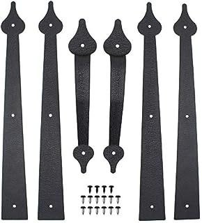 WINSOON Decorative Garage Door Hardware Kit Carriage House Accents Dummy Hinges Handles Black