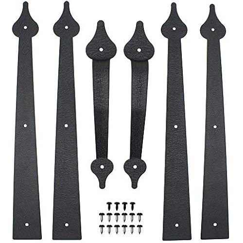 WINSOON Decorative Metal Garage Door Hardware Screw in, Black Steel, 1 Set