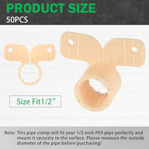 Image of Briwooody 50 Pack 1 /2 Inch PEX Suspension Pipe Clamps Tubing Supports for PEX, Copper, CPVC Pipe, Butterfly Style (Beige)