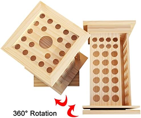 ybaymy Wooden Rotating Oils Display Over 120 Bottles Essential Oils holder 5-105ML Oil Storage Organizer 8-TIERS Essential Oils Presentation Oil Stand Used for Travel Presentation
