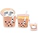 LEWOTE Airpods Silicone Case Funny Cute Cover Compatible for Apple Airpods 1&2[Dessert Food Series][Best Gift for Girls Boys or Couples] (Milk Tea)
