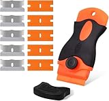 シール剥がし スクレーパー ガラススクレーパー ポケットスクレーパー 安全スクレーパー ガラス汚れ落とし ガラス掃除壁面の付着物のかき落とし （プラスチックブレード5個、ステンレスブレード5個、ブレードカバー付き） 替刃付10個 ステッカー/シール/ラベル/接着剤剥がし [並行輸入品]