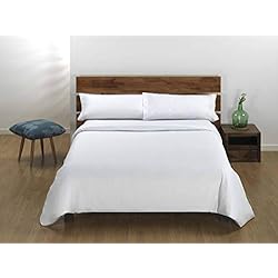 Funda Nordica Blanca Zara Home Sibiles - Juego 2 Piezas de Funda Nórdica Blanca Hotel de PoliAlgodón con Funda Almohada (Cama 160)