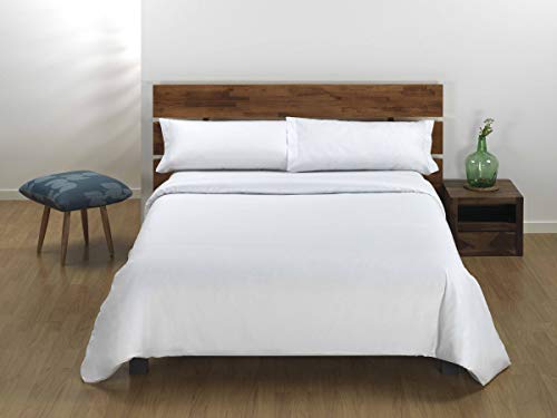 Sibiles - Juego 2 Piezas Funda Nórdica Blanca Hotel de PoliAlgodón con Funda Almohada (Cama 90)