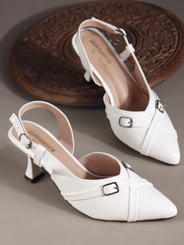 Image of SilverArrow womens Crown Boo Fashion Sandals|Stiletto Heel Sandals With Buckle Closure|Suitable For All Occasion