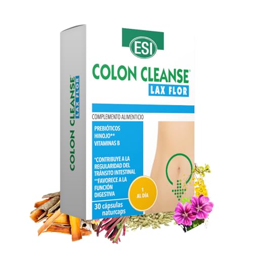 COLON CLEANSE LAX FLOR – Complemento con Fibra Prebiótica y Extractos Naturales – Frángula, Cáscara Sagrada, Sen y Malva – Contribuye al Tránsito Intestinal y Bienestar Digestivo – 30 Cáps