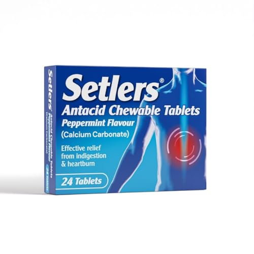 Setlers Antacid Chewable Tablets, Peppermint, 24 Pack