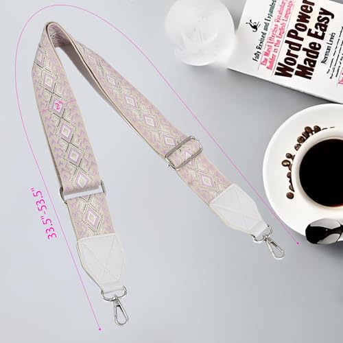 Image of LEMEDE Purse Strap,2 inch Leather End Shoulder Strap Adjustable Replacement,Retro Jacquard Multi-pattern Crossbody Bag Straps