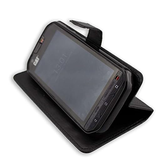 Casco para Cat S60, Bookstyle-Case Funda Protectora a Prueba de Golpes para Smartphone (Carcasa de Color Negro)