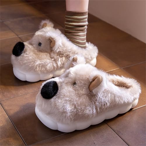 Cute Animal Dog Slippers for Women Men Cozy House Fuzzy Winter Adult Anti-slip Indoor outdoor Slippers2