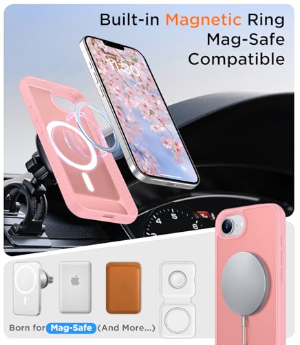 Image of Magnetic Compatible with iPhone 17e Case & iPhone 16e Case,[Built-in Invisible Kickstand][Compatible with MagSafe][Military Grade Shockproof] Slim Translucent Matte Case for iPhone 16e /17e 6.1 inch