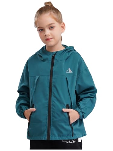 Boys Girls Lightweight Waterproof Hooded Jacket Zipper Raincoat Kids Windproof Windbreaker Athletic Sweatshirt2