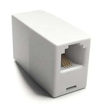 Telephone in-Line Coupler RJ11 Female to Female 6P4C Adapter with Gold Plated Contacts 2-Pack, White