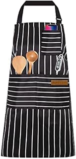 Adjustable Apron Unisex Apron with Pocket Cooking Kitchen Chef Aprons for Women Men Home Kitchen Restaurant (black strips)